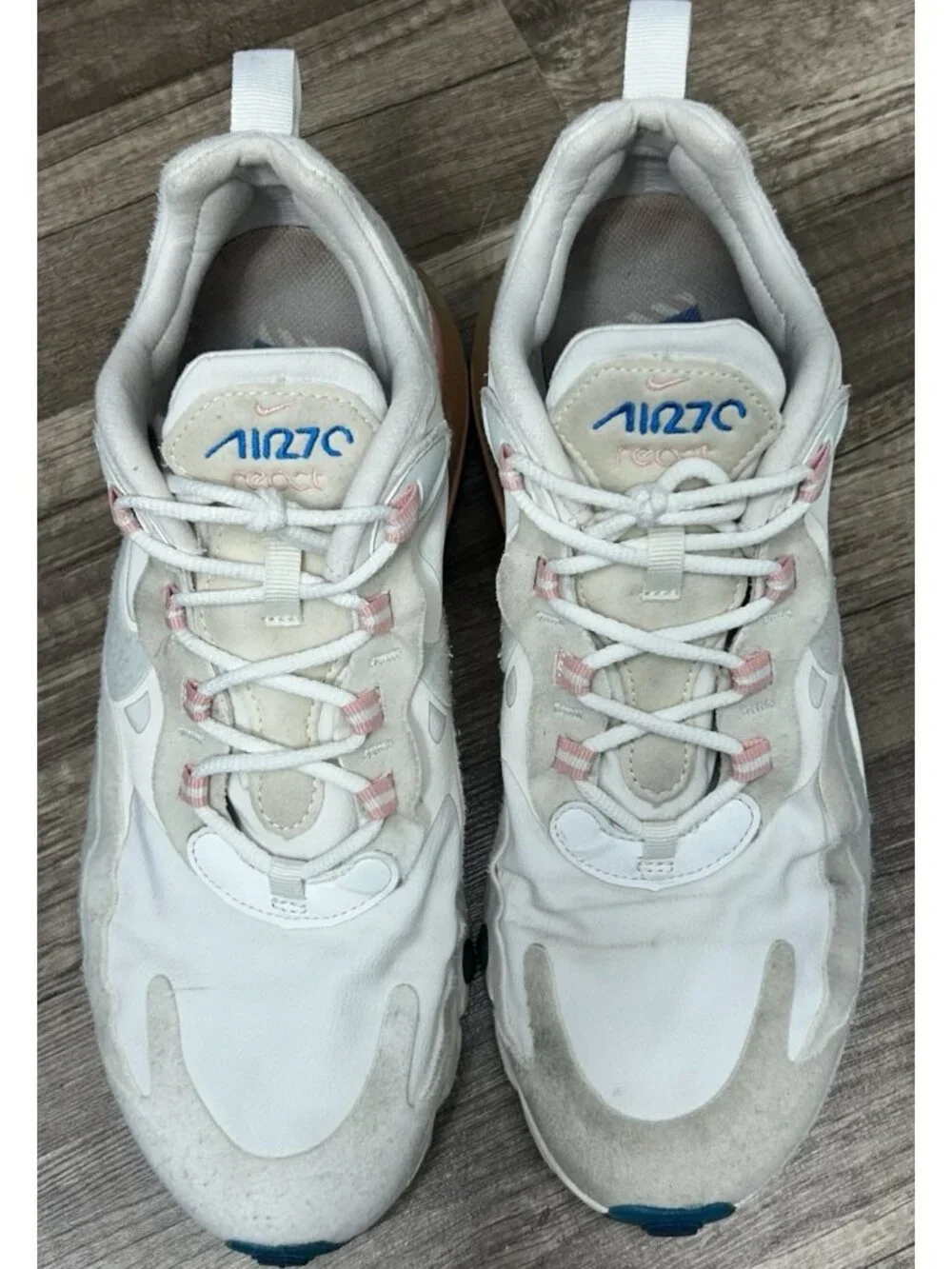 Nike Air Max 270 React Shoes Womens 9.5 American Modern White Pink AT6174-100